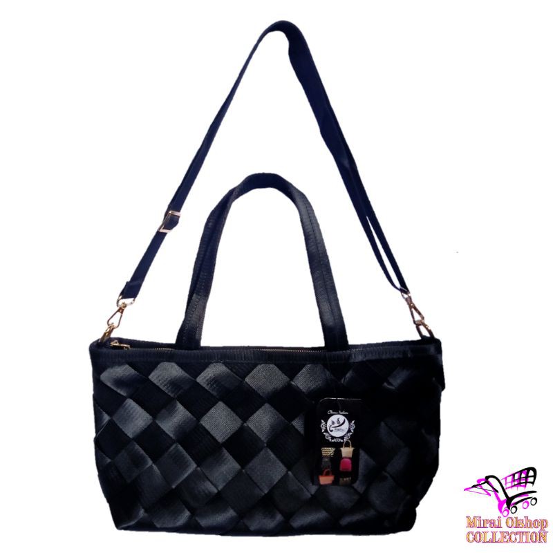 Tas Wanita Motif Rajut Tote bag | Selempang - HITAM