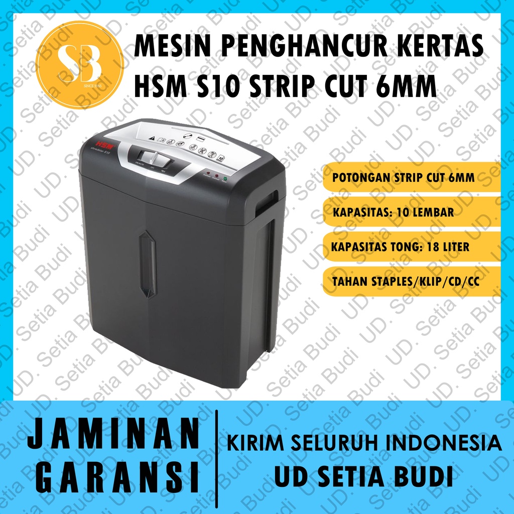 Mesin Penghancur Kertas HSM S10 Strip Cut 6.0 mm