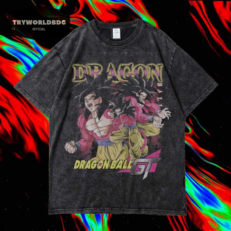 KAOS OVERSIZED / KAOS WASHED / OVERSIZED T SHIRT / KAOS ANIME DRAGON BALL GT VINTAGE RAP TEE