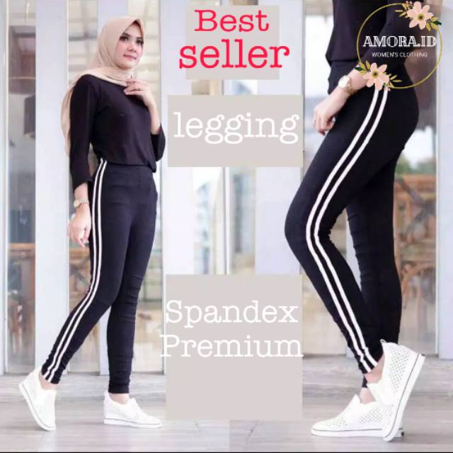 AMORA Legging List Tebal Super Elastis Allsize Fit To XXL Leging List