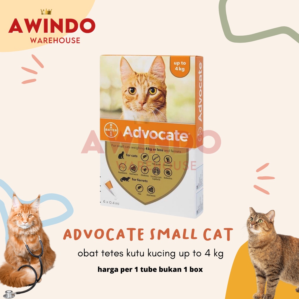 ADVOCATE KITTEN KUCING SMALL CAT - Obat Tetes Kutu Kucing Berat Badan Sampai 4kg