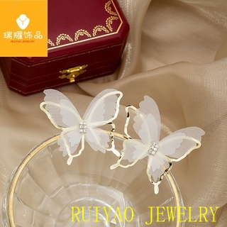 Anting Rumbai Panjang Desain Bunga Bahan Kain Aksen Mutiara Berlian