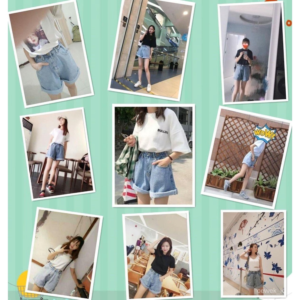 CEWEK_ID Fashion wanita celana kulot pendek wanita celana jeans high waist cewek shorts pants denim korean style hot pants jumbo dewasa ootd