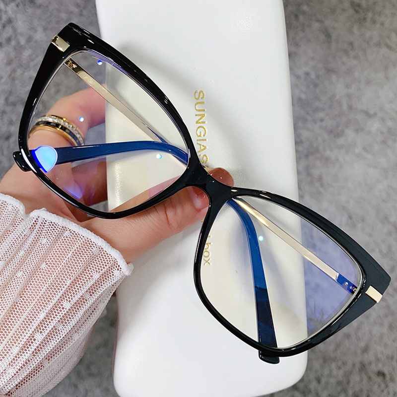 Kacamata Cat Eye Anti Radiasi Gaya Eropaamerika Untuk Wanita Tr90