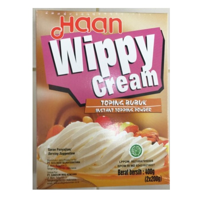 

Haan Wippy Cream Instan 400gr Tepung Praktis membuat Wipy Kream Tepung Premiks Wipi Krim