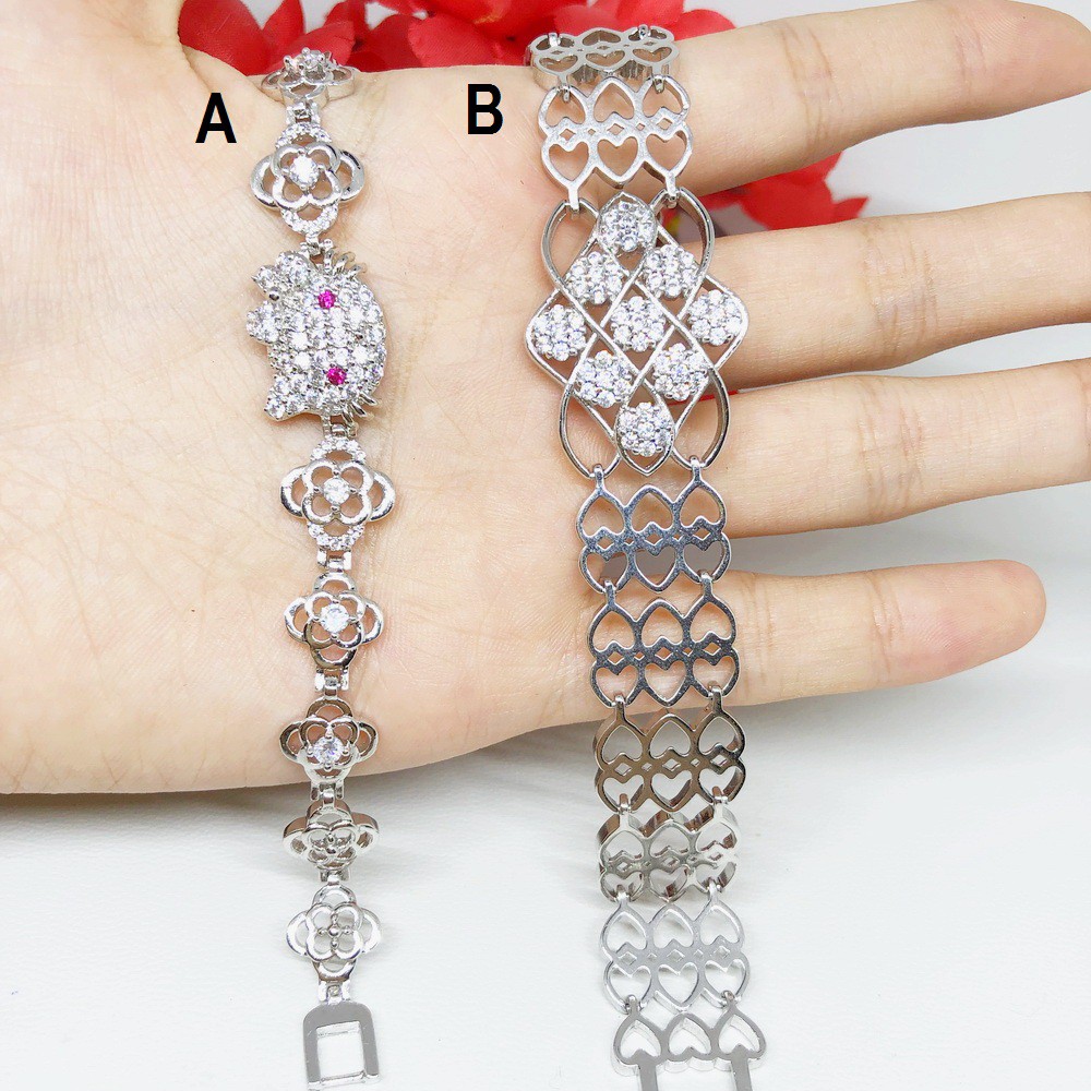 Gelang Rantai Meili Meilyn Rantai Warna Silver Lapis Emas Putih - BB337