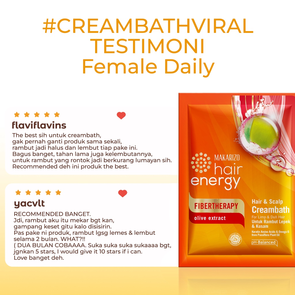 PAKET ISI 12 - Makarizo Hair Energy Fibertherapy Hair & Scalp Creambath Olive 30 mL u/ rambut lepek-5