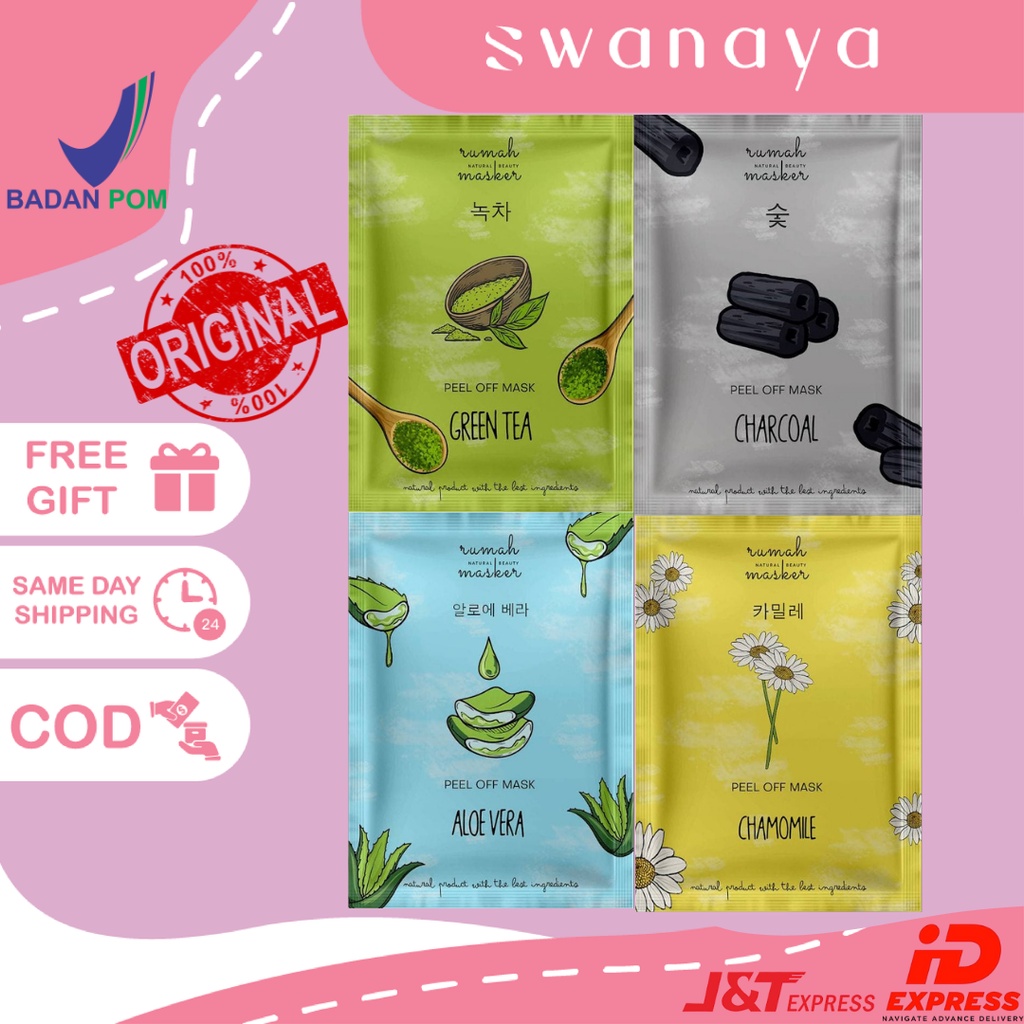 Peel Off Mask by Rumah Masker 10 Gram Travel Mini Size Chamomile Aloevera Greentea Charcoal