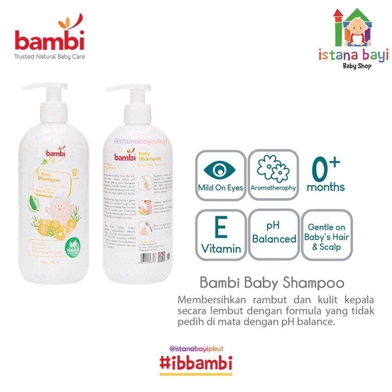 Bambi Baby Shampoo 500ml Pump - Shampoo Bayi