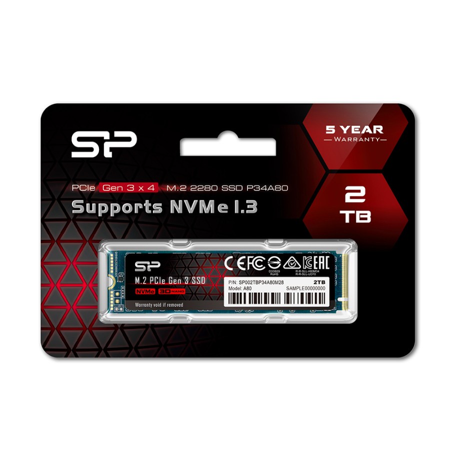 Silicon Power A80 SSD 2TB M.2 2280 PCIe Gen3x4 NVMe 1.3