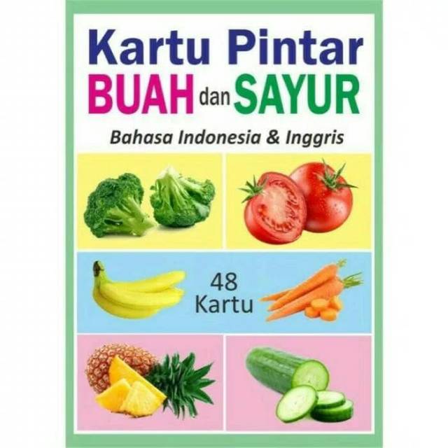 Flashcard kartu pintar buah dan sayur