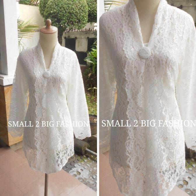 kebaya brokat panjang biru putih hitam merah marun salmon M L XL XXL