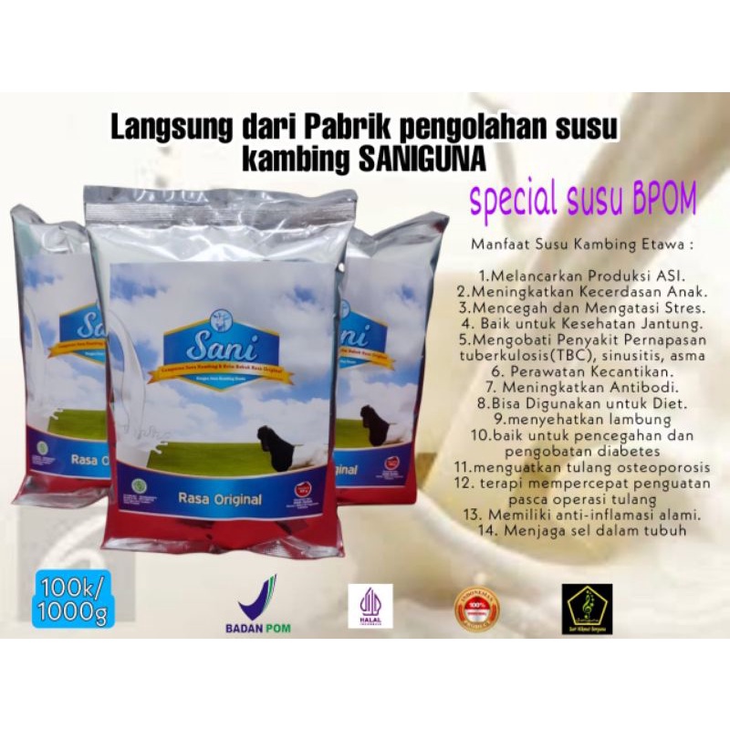 spesial BPOM susu kambing bubuk 1kg/1000g kemasan foil