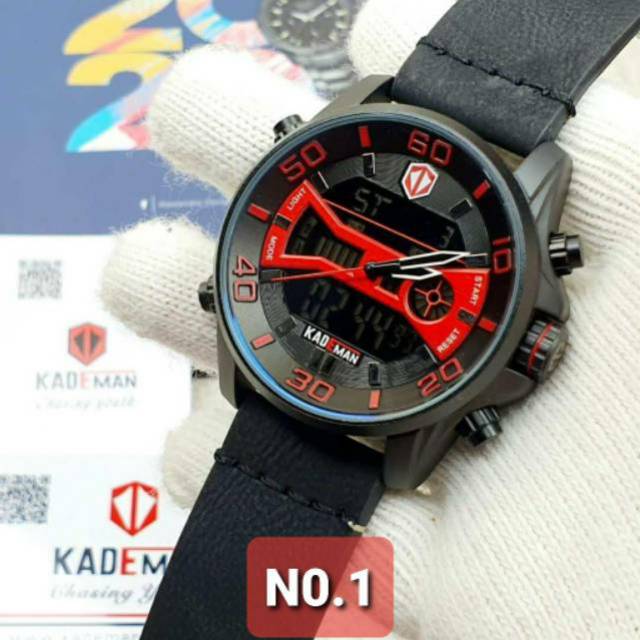 JAM TANGAN DUAL TIME PRIA KADEMAN KDM502 ANALOG DIGITAL GRADE ORIGINAL