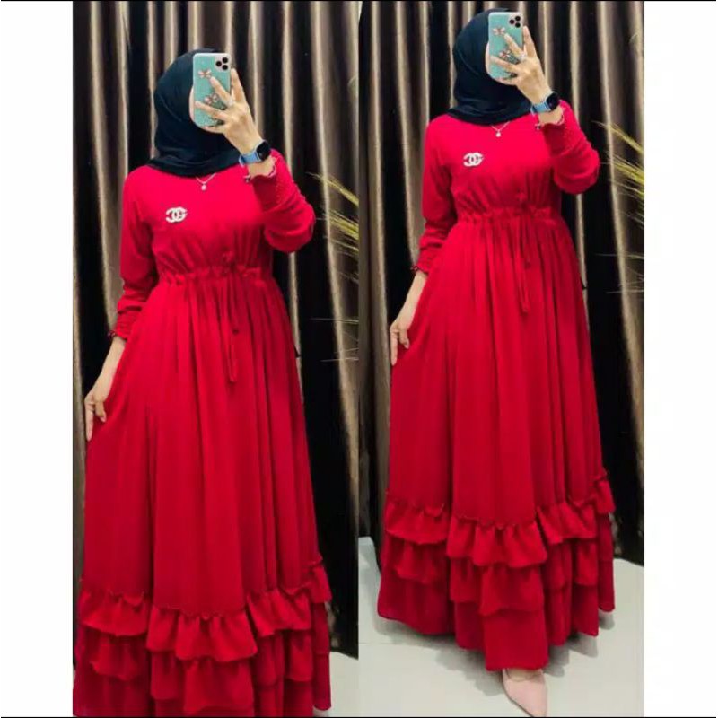 (COD) BAJU PAKAIAN FASHION WANITA CEWE DRESS GAMIS CERUTY BABYDOL PREMIUM FULL PURING POLOS LILAC