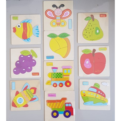 Mainan Edukasi Balita Puzzle Kayu Bentuk Hewan Buah Kendaraan PK-102