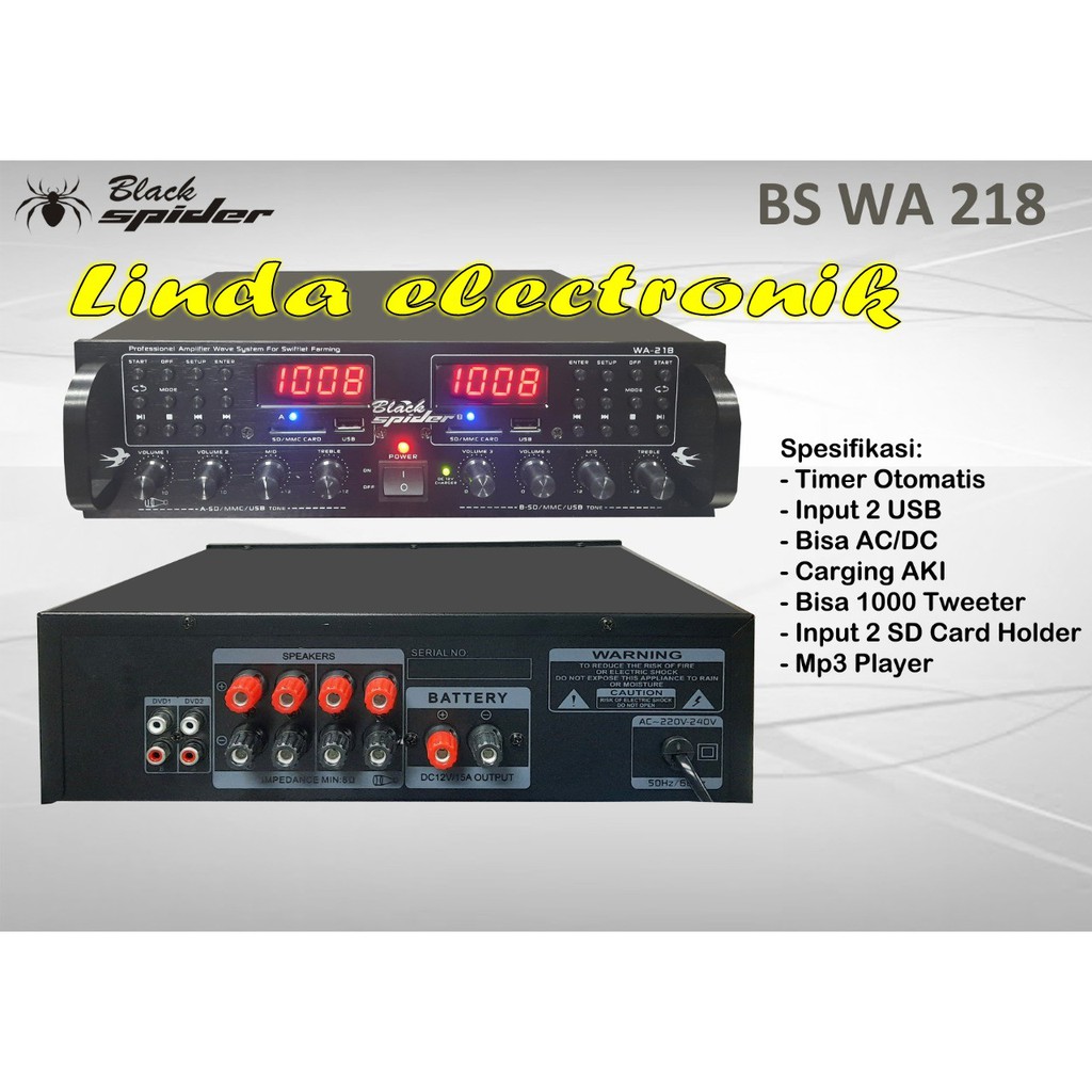 ampli amplifier black spider bs wa 218 bswa218 ampli walet