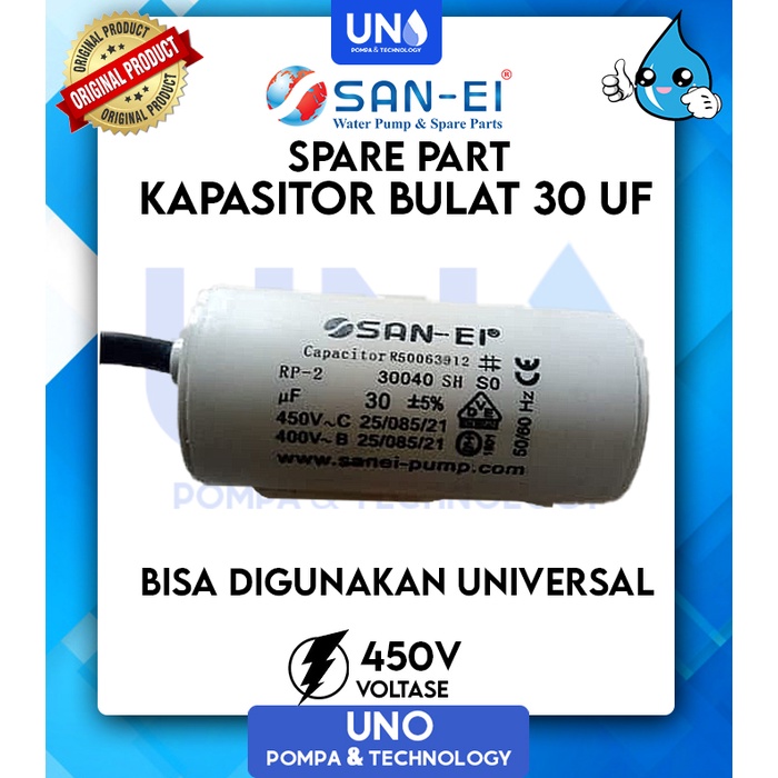 30 uf / 450 Volt SanEi Capacitor / Kapasitor Bulat Pompa Air