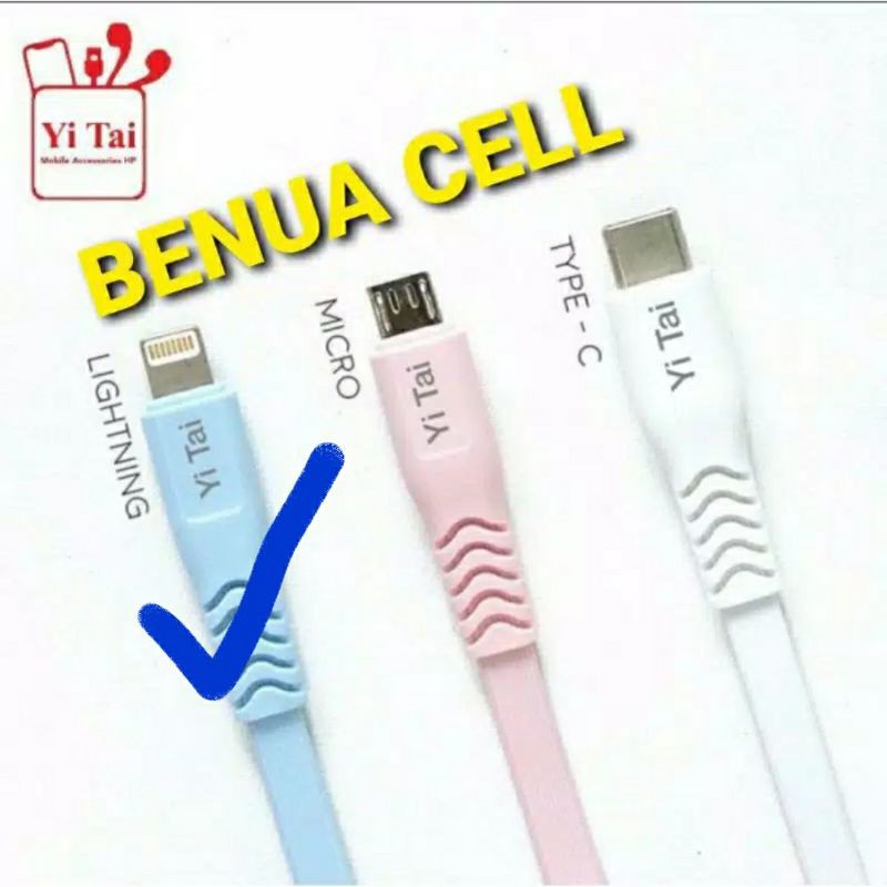 KABEL DATA YI TAI 100CM MICRO YTM-100 - TYPE C YTC-100 - LIGHTNING IPHONE YTL-100 - 1PCS