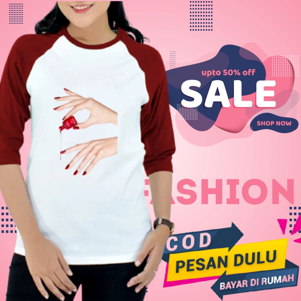 Baju Kaos Raglan Cewek Cowok 7/8 Baju Atasan Jangkis Raglan Distro Tshirt Pria Wanita Jangkis Jumbo