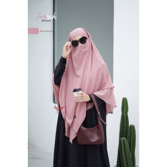 (BISA COD) NEHA FRENCH KHIMAR DAILY JUMBO SYARI BY KHUMAIRA-Roseblush