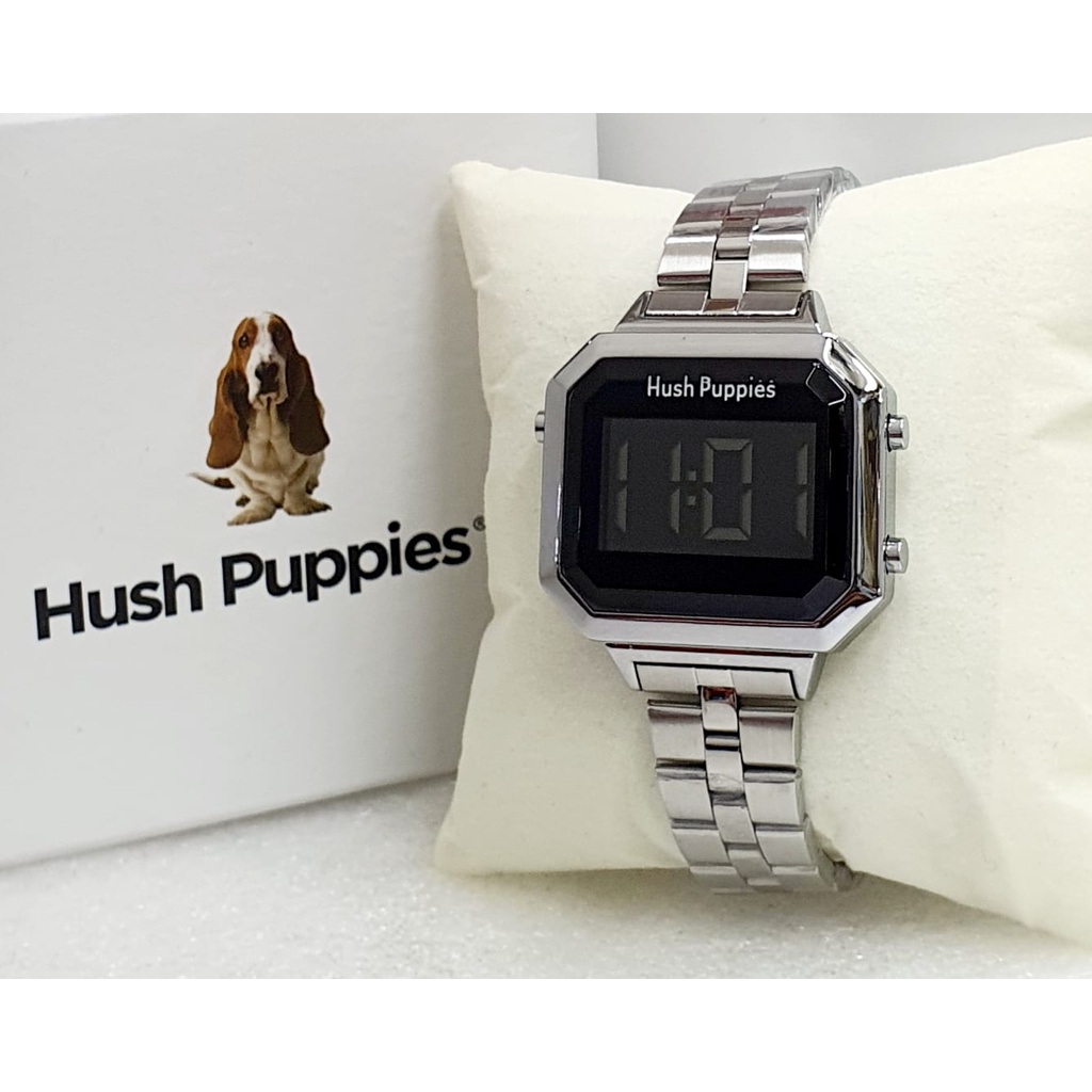 Jam Tangan Wanita Hush Puppies Digital C31002T Tali Rantai Free Box &amp; Baterai