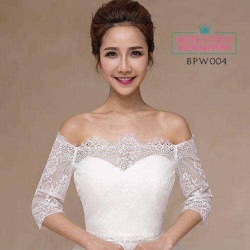 [STOK TERBATAS] BOLERO PENGANTIN CARDIGAN PESTA LACE BROKAT PREMIUM PUTIH BPW004