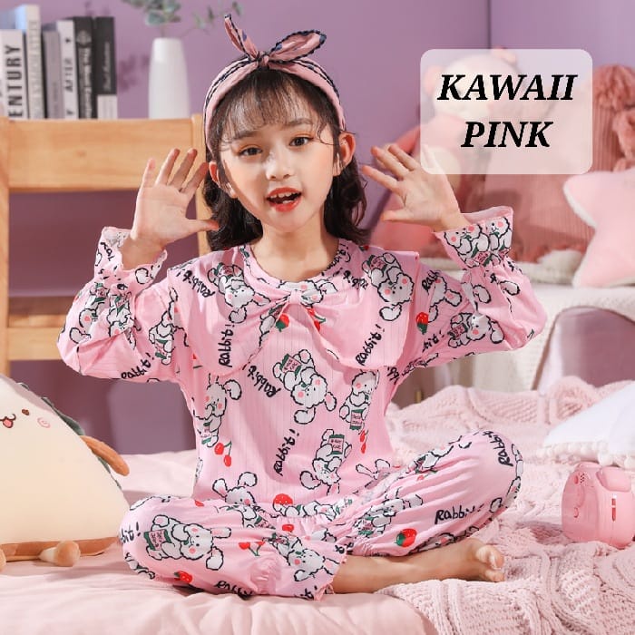 PIYAMA ANAK KAWAII BAJU TIDUR ANAK PEREMPUAN KOREA IMPOR MOTIF LUCU BAHAN KATUN ADEM