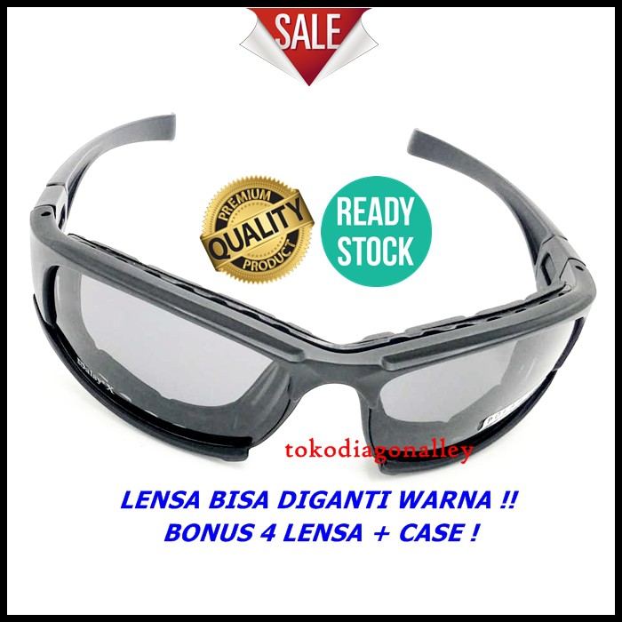 Kacamata Sepeda Polarized Tactical Sport Military Anti Uv Dustproof Windproof Dustproof 4 Lensa