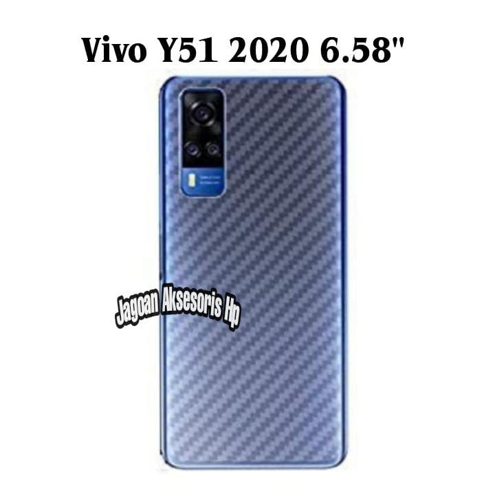 GARSKIN Sticker Carbon Vivo Y51 2020 6.58 Inchi Skin Carbon Transparan Fiber Protection Back Sticker