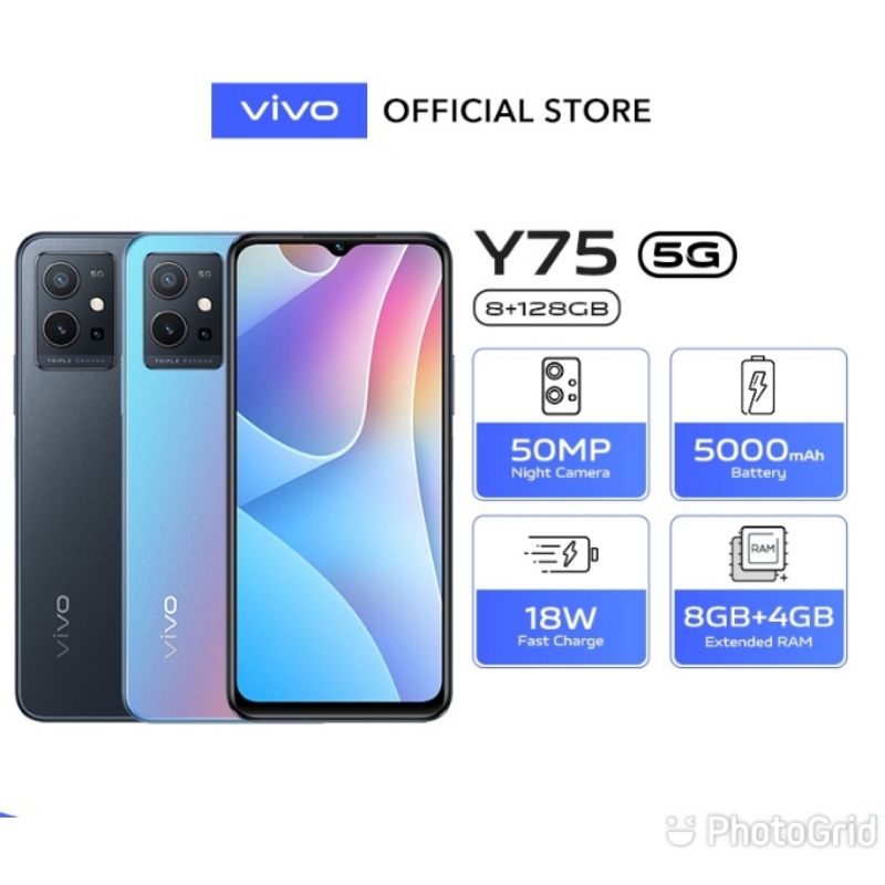 VIVO Y75 [5G] RAM 8/128GB  100% BARU SEGEL NEW BERGARANSI RESMI VIVO INDONESIA