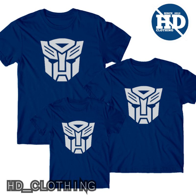 KAOS ATASAN PRIA DEWASA DAN ANAK MOTIF TRANSFORMERS COUPLE FAMILY