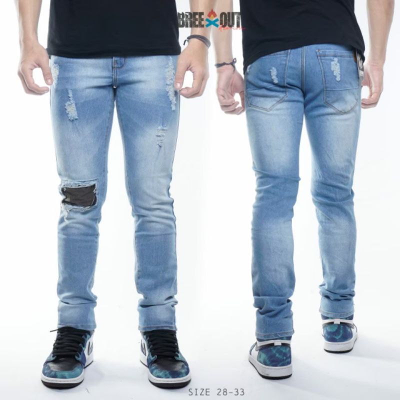 CELANA PANJANG JEANS SUPER JEANS SLIM FIT SOBEK LUTUT