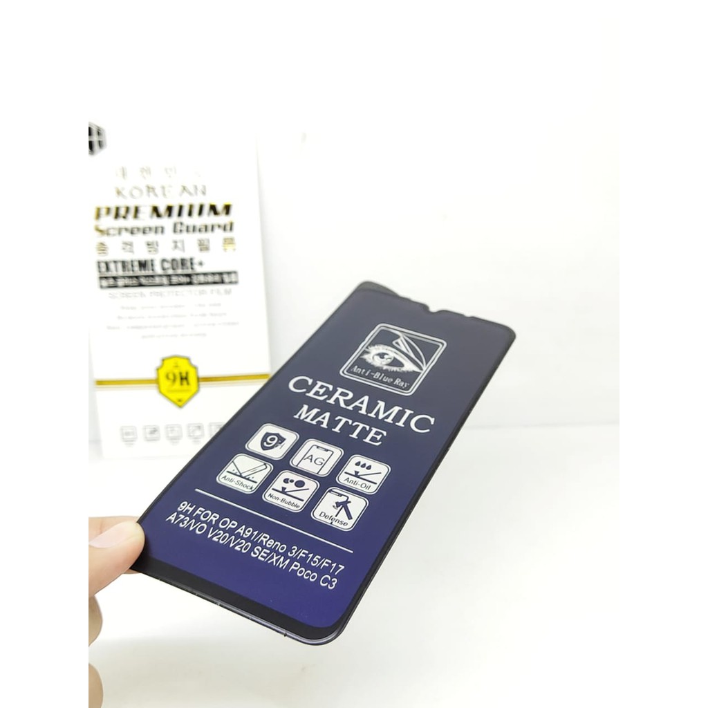Ceramic MATTE Anti Blue OPPO A5 2020 A9 2020 6.5 Inchi Anti Gores Glare Full Layar No Sidik Jari