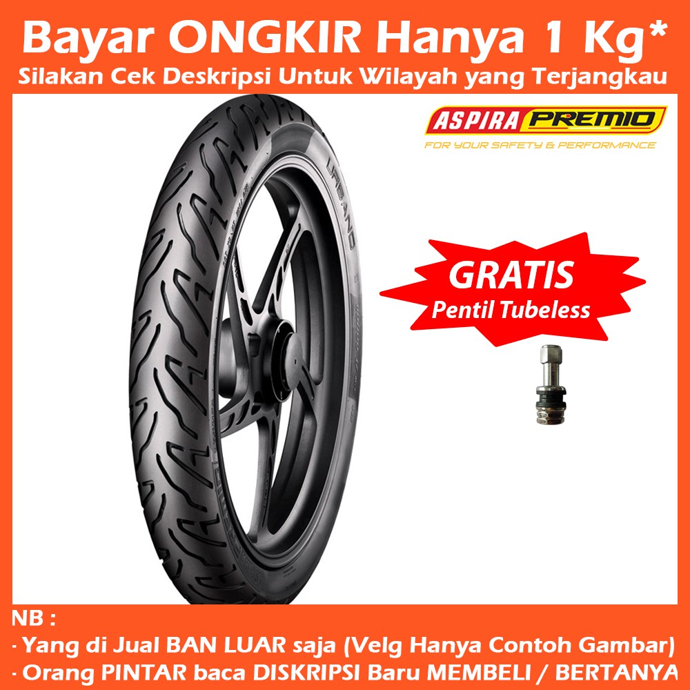 Aspira Premio Urbano 80 100 17 Front Depan Ban Motor Tubeless Free Pentil Tubeless