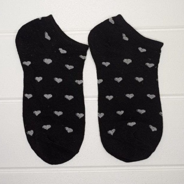 ⭐Bobastore⭐ Kaos Kaki Ankle BISA COD Kaos Kaki Cute Kaos Kaki Motif Import-LOVE HITAM
