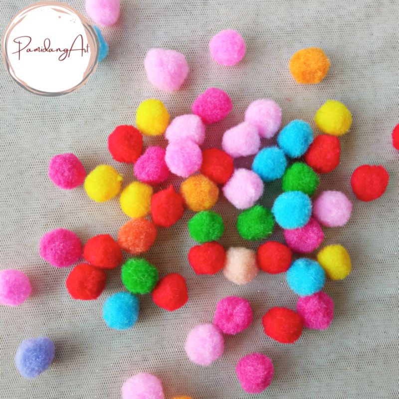 (25pcs) Pompom Warna 18mm / Bola Bulu Mainan Anak