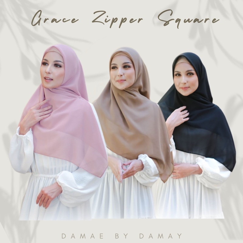 Kerudung segi empat/hijab segiempat/daily hijab/hijab simple/kerudung segi empat zipper/hijab instan