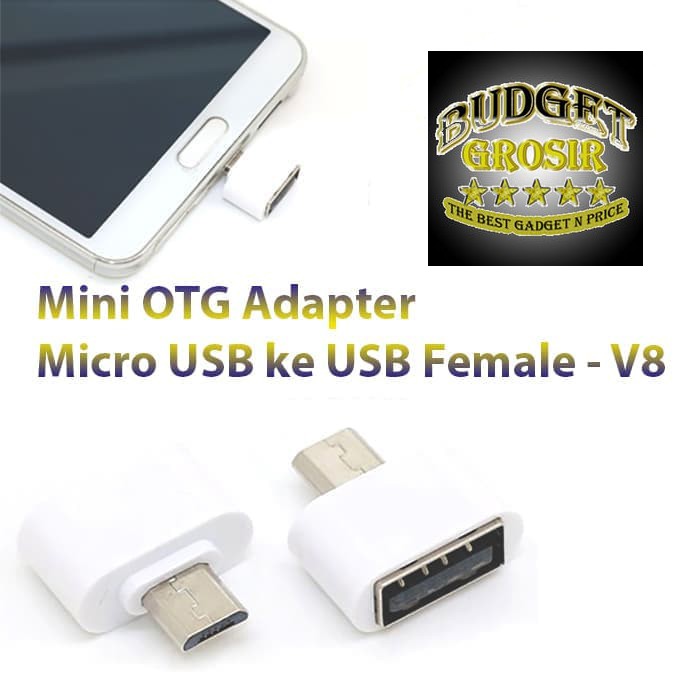 Mini OTG Adapter Micro USB ke USB Female - V8 - White--JETTING