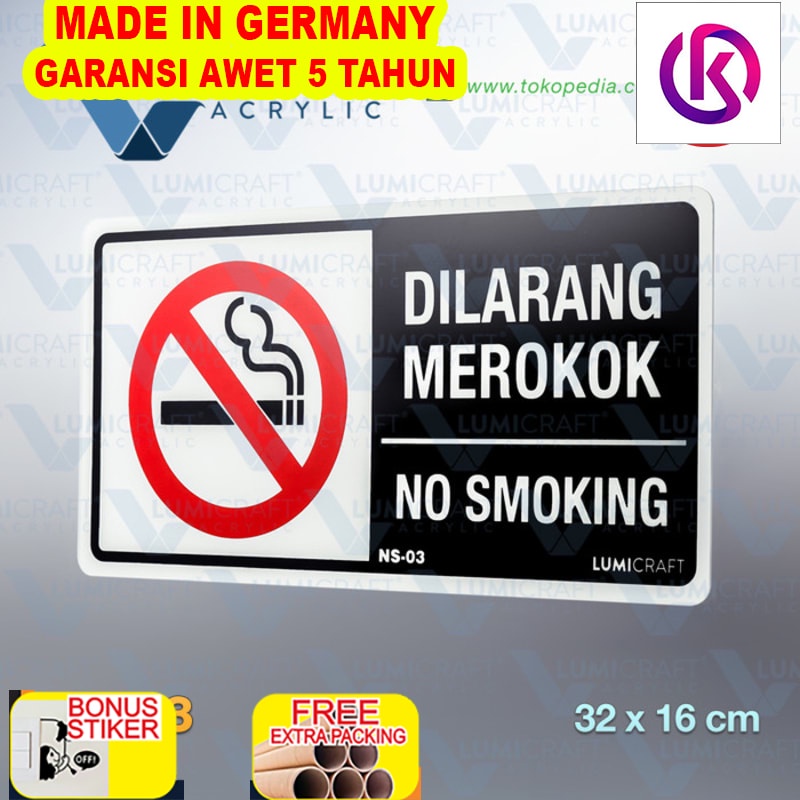 

Murah No Smoking - Lambang Dilarang Merokok Akrilik 32 x 16 cm Besar | NS-03