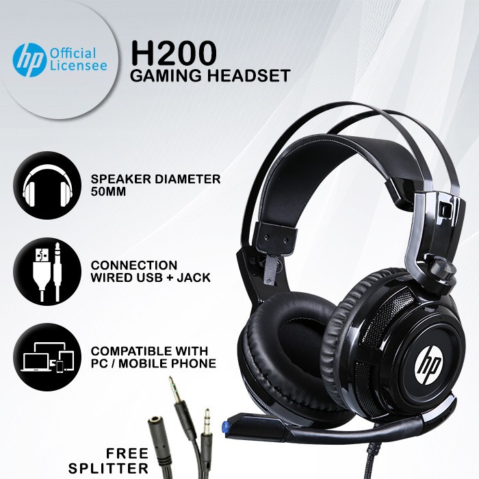 Headset Gaming HP H200S - The Real 7.1 Surround Blue LED USB Wired