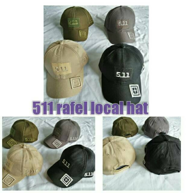 Topi 511 kombinasi velro+bordir hitam,krem,abu,hijau kanvas rafel lokal produk