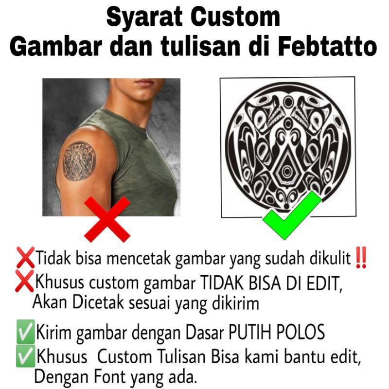 Custom Tulisan Stiker Tato Temporer Sesuai keinginan Tahan Hingga 2 minggu