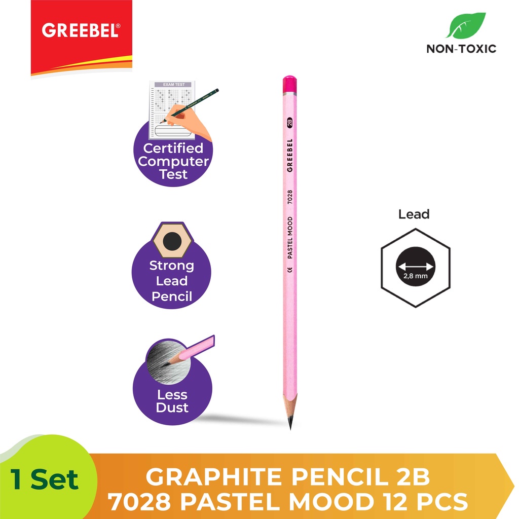 GREEBEL 7028 PENCIL 2B PASTEL NOOD  (12PCS/SET)