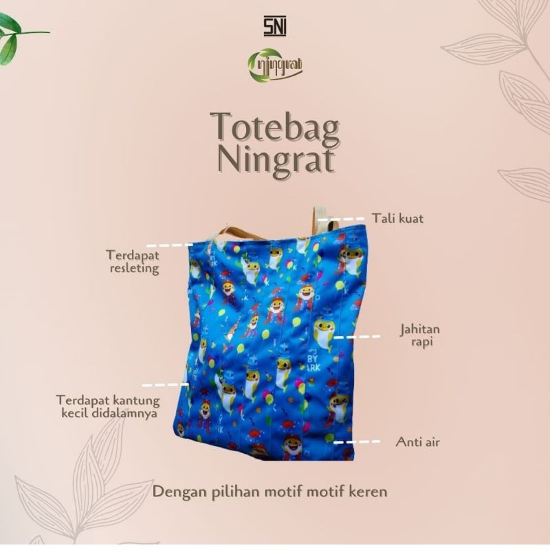 Totebag Ningrat Tas Waterproof Anti Air Wet Bag Clodi Menspad Pakaian Basah -  Wetbag Ningrat Tas Popok Kain [ Bunda Altaf ]