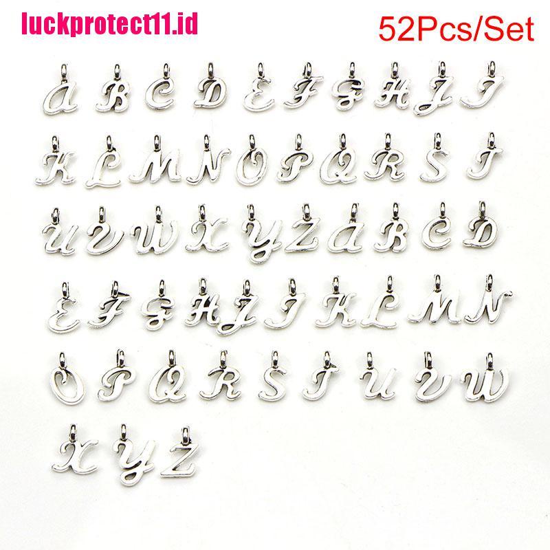 (LUCK) 52pcs / Set Liontin Silver Tibet Bentuk 26 Huruf A-Z Untuk Perhiasan