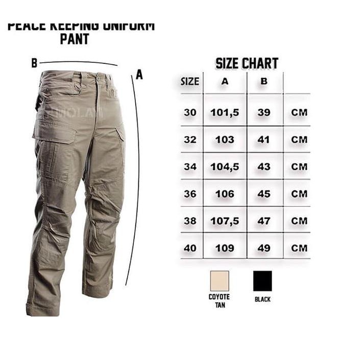 Gvwg Celana Tactical Molay Peacekeeping Outdoor Pants Military Airsoft Ori - Hitam, 34 7B73