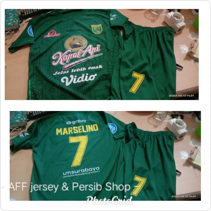 Setelan anak Jersey Kids Nama Marselino Persebaya Surabaya BRI Liga 1 2021 2022
