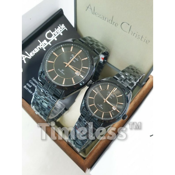Jam tangan couple alexandre christie ac 8578 MD Black