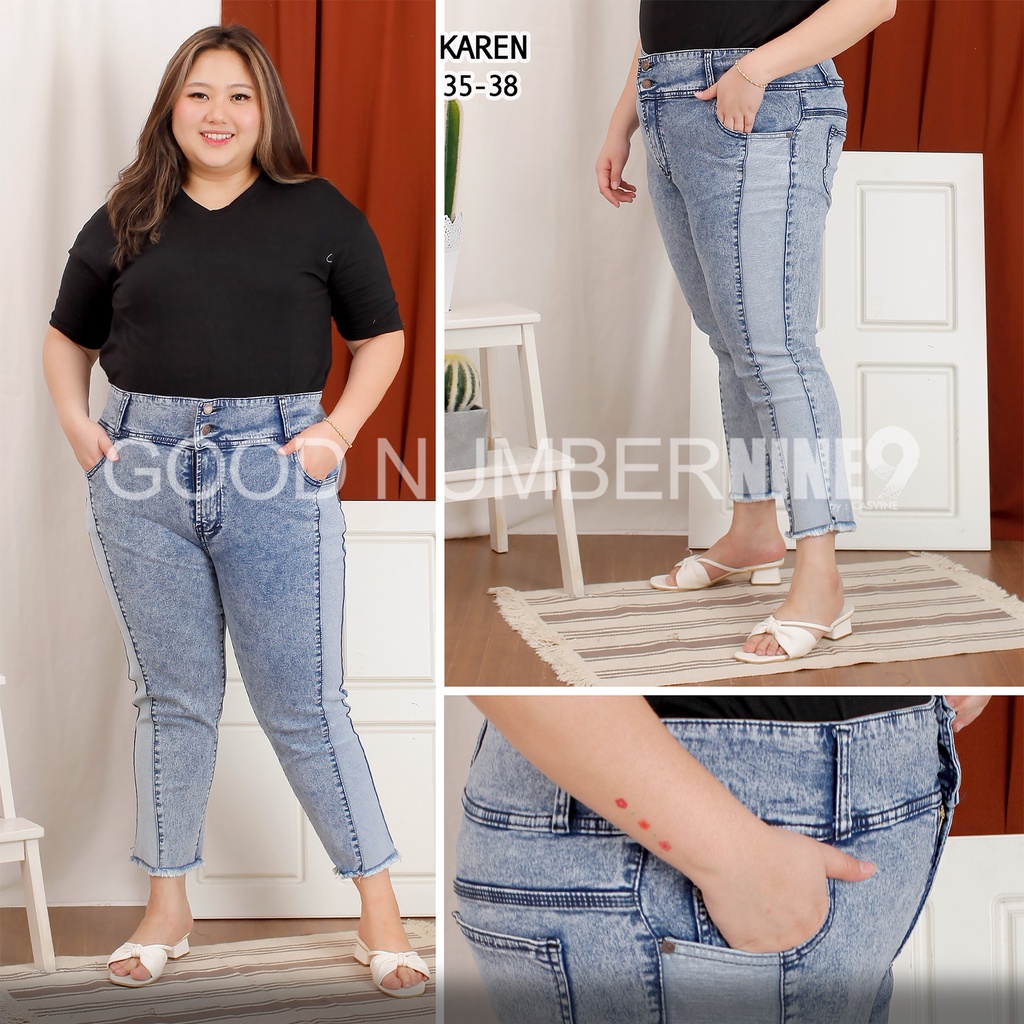 Celana Jeans Two Tone KAREN Super Jumbo Bigsize